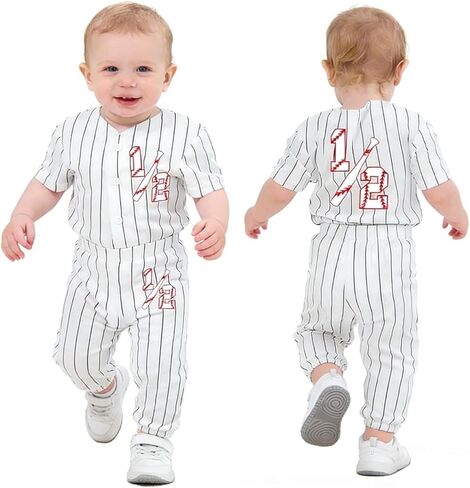 BAICAIYU Half Birthday Outfit 1/2 Baby Baseball Jersey and Pants 2 Pcs Suit Boys' Softball Shirt Sports Toddler Clothing in Saudi Arabia