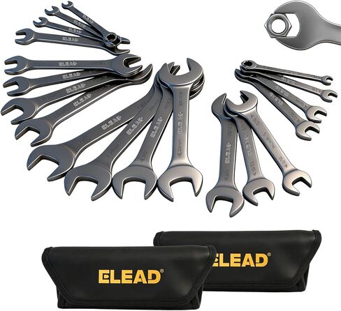Super-Thin Open End Wrench Set | 10-Piece Metric 5.5-27mm | Nickel-Plated Slim Design | 5.5, 7, 8, 9, 10, 11, 12, 13, 14, 15, 16, 17, 18, 19, 20, 21, 22, 23, 24, 27mm in Saudi Arabia