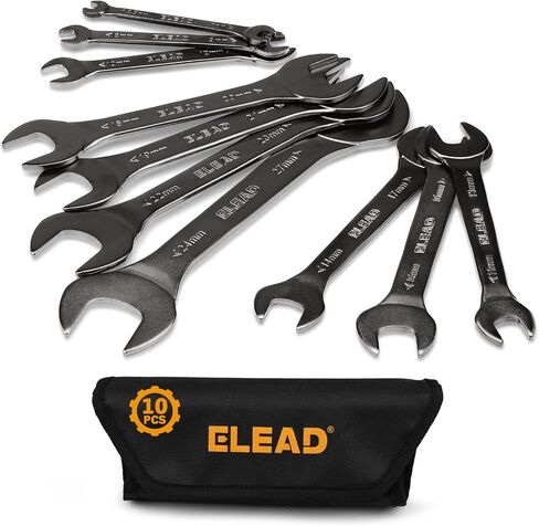 Super-Thin Open End Wrench Set | 10-Piece Metric 5.5-27mm | Nickel-Plated Slim Design | 5.5, 7, 8, 9, 10, 11, 12, 13, 14, 15, 16, 17, 18, 19, 20, 21, 22, 23, 24, 27mm in Saudi Arabia