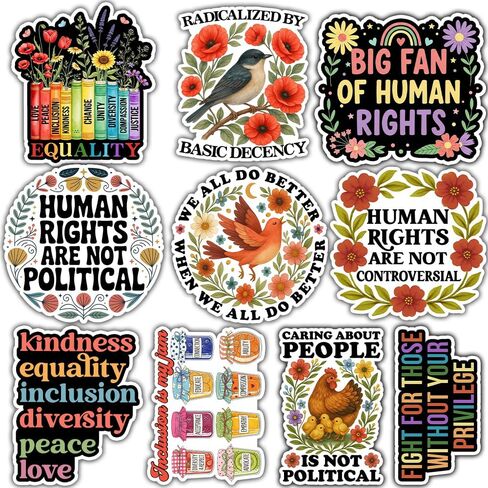 (10pcs-3in) Human Rights Stickers Pack Equality Social Justice Stickers Feminist Decal Big Fan of Human Rights Decal Diversity Inclusion Gifts Decoration Water Bottle Car Laptop in Saudi Arabia