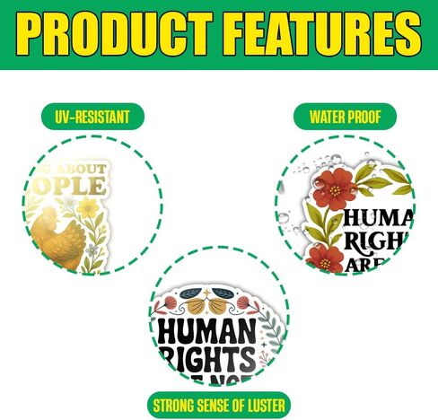 (10pcs-3in) Human Rights Stickers Pack Equality Social Justice Stickers Feminist Decal Big Fan of Human Rights Decal Diversity Inclusion Gifts Decoration Water Bottle Car Laptop in Saudi Arabia