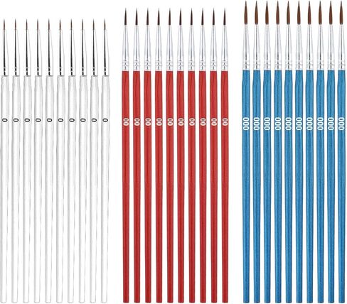 45pcs Miniature Detail Paint Brushes, 0#00#000 Small Fine Tip Detailing Liner Tip Paint Brush Set for Crafts Oil Acrylic Watercolor Tiny Art Painting (White, Red, Blue) in Saudi Arabia
