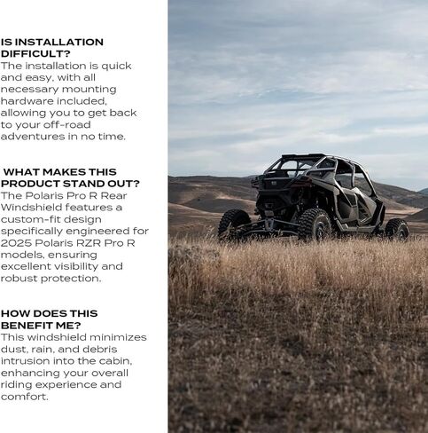 الزجاج الأمامي الخلفي لـ RZR Polaris Pro R (2025+) مقاوم للكسر، نافذة خلفية سهلة التركيب، متينة وموثوقة، ملحقات UTV للتضاريس الوعرة - مقعدان in Saudi Arabia