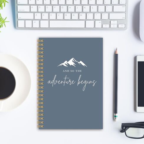 BEHIFL Blue Adventure Travel Camping Spiral Notebook Journal، مجلة هدايا المسافرين العربة، وهكذا تبدأ المغامرة دفتر الملاحظات، هدايا لمحبي التخييم، 5.5 × 8.3 بوصة in Saudi Arabia