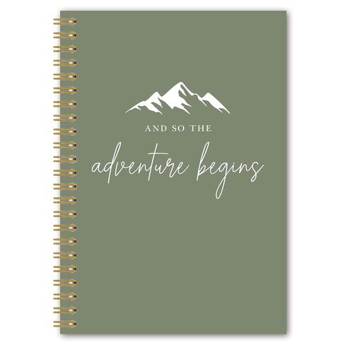 BEHIFL Green Adventure Travel Camping Spiral Notebook Journal، مجلة هدايا المسافرين العربة، وهكذا تبدأ المغامرة دفتر الملاحظات، هدايا لمحبي التخييم، 5.5 × 8.3 بوصة in Saudi Arabia