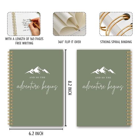 BEHIFL Green Adventure Travel Camping Spiral Notebook Journal، مجلة هدايا المسافرين العربة، وهكذا تبدأ المغامرة دفتر الملاحظات، هدايا لمحبي التخييم، 5.5 × 8.3 بوصة in Saudi Arabia
