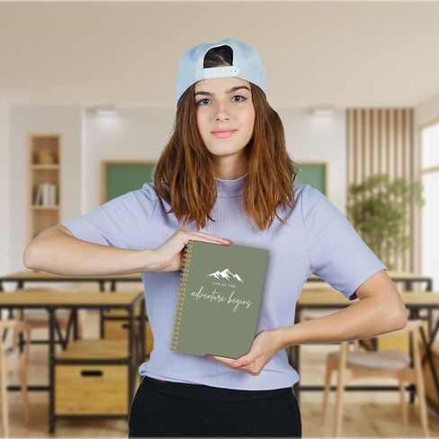 BEHIFL Green Adventure Travel Camping Spiral Notebook Journal، مجلة هدايا المسافرين العربة، وهكذا تبدأ المغامرة دفتر الملاحظات، هدايا لمحبي التخييم، 5.5 × 8.3 بوصة in Saudi Arabia