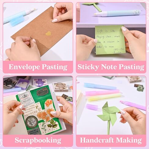Temiary 4 Pcs Scrapbook Glue Pen, Colored Quick Dry Roller Stick Pens for Scrapbooking Crafting Card Making Journaling School Office Supplies (Flower) in Kuwait