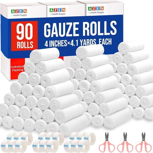 AZEN 25 Pack Gauze Rolls Bandages, 3 in x 4.1 Yards, Bandage Wrap Vet Wrap, Mummy Wrap in Saudi Arabia