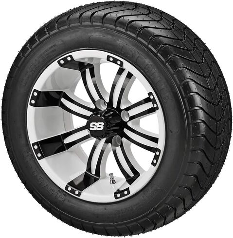 RM Cart 12" Casino White/Black on 215/40-12 LSI Elite Tires (Set of 4), Fits Club Car & EZGo Carts, Golf Cart Tires and Wheels Combo in Saudi Arabia