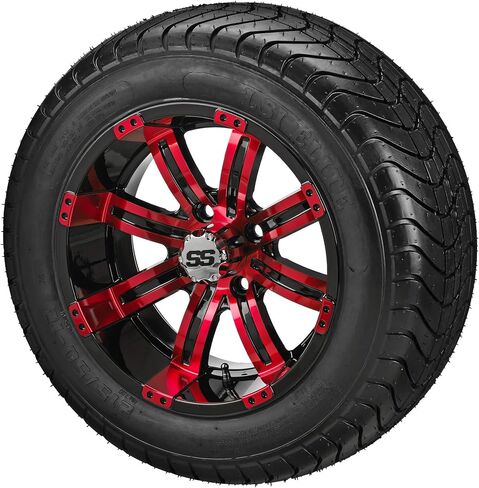 RM Cart 12" Casino White/Black on 215/40-12 LSI Elite Tires (Set of 4), Fits Club Car & EZGo Carts, Golf Cart Tires and Wheels Combo in Saudi Arabia