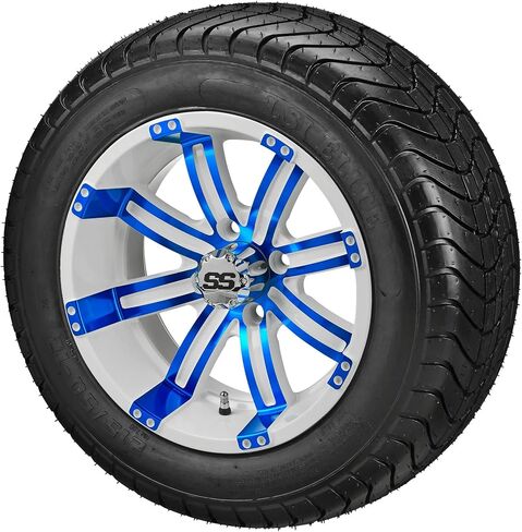 RM Cart 12" Casino White/Black on 215/40-12 LSI Elite Tires (Set of 4), Fits Club Car & EZGo Carts, Golf Cart Tires and Wheels Combo in Saudi Arabia