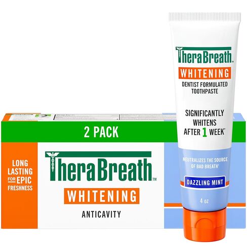 TheraBreath Whitening Mouthwash, Dazzling Mint, Dentist Formulated, 16 Fl Oz (2-Pack) in Kuwait