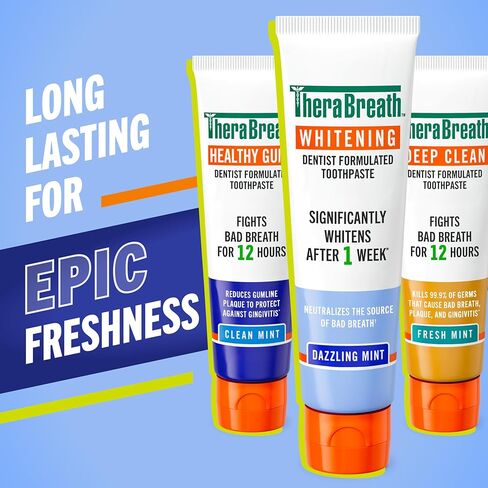 TheraBreath Whitening Mouthwash, Dazzling Mint, Dentist Formulated, 16 Fl Oz (2-Pack) in Kuwait