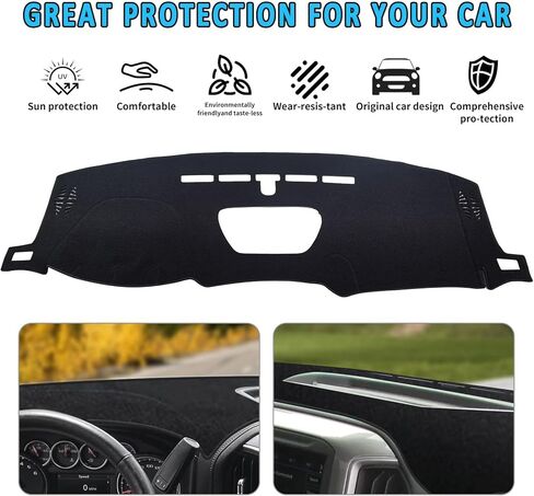 Dash Cover Dashboard Fit for GMC Sierra 1500 2500HD 3500HD Accessories, Dash Cover Mat for Chevy Chevrolet Silverado 2019 2020 2021 2022 2023 2024 2025 Nonslip Sunshade Protector No Glare in Saudi Arabia