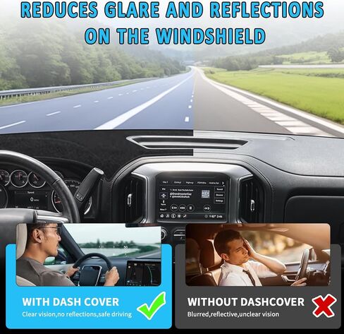 Dash Cover Dashboard Fit for GMC Sierra 1500 2500HD 3500HD Accessories, Dash Cover Mat for Chevy Chevrolet Silverado 2019 2020 2021 2022 2023 2024 2025 Nonslip Sunshade Protector No Glare in Saudi Arabia