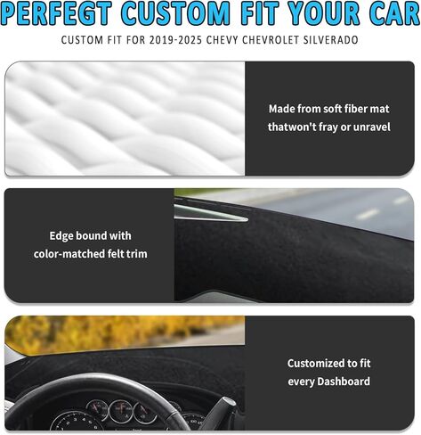 Dash Cover Dashboard Fit for GMC Sierra 1500 2500HD 3500HD Accessories, Dash Cover Mat for Chevy Chevrolet Silverado 2019 2020 2021 2022 2023 2024 2025 Nonslip Sunshade Protector No Glare in Saudi Arabia