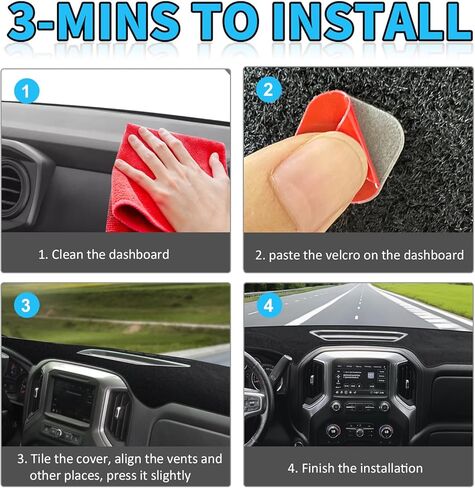 Dash Cover Dashboard Fit for GMC Sierra 1500 2500HD 3500HD Accessories, Dash Cover Mat for Chevy Chevrolet Silverado 2019 2020 2021 2022 2023 2024 2025 Nonslip Sunshade Protector No Glare in Saudi Arabia
