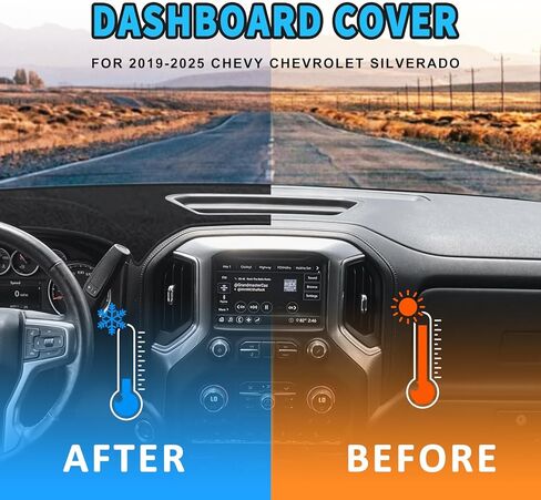 Dash Cover Dashboard Fit for GMC Sierra 1500 2500HD 3500HD Accessories, Dash Cover Mat for Chevy Chevrolet Silverado 2019 2020 2021 2022 2023 2024 2025 Nonslip Sunshade Protector No Glare in Saudi Arabia