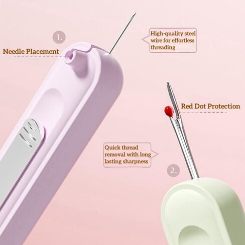 EgamyClow Upgraded 2-in-1 Multifunctional Automatic Needle Threader & Seam Ripper Set, Quilting and Sewing Supply Kit, Quick Loop Needle Threader Compatible with Sewing Machines in Saudi Arabia