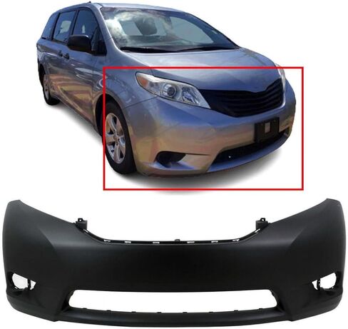 FitParts متوافق مع غطاء المصد الأمامي 2011-2017 Toyota Sienna Base LE L XLE Mini Van 11-17. معدة جديدة بدون فتحات استشعار، مع فتحات مصابيح الضباب. TO1000369 5211908904 in Saudi Arabia
