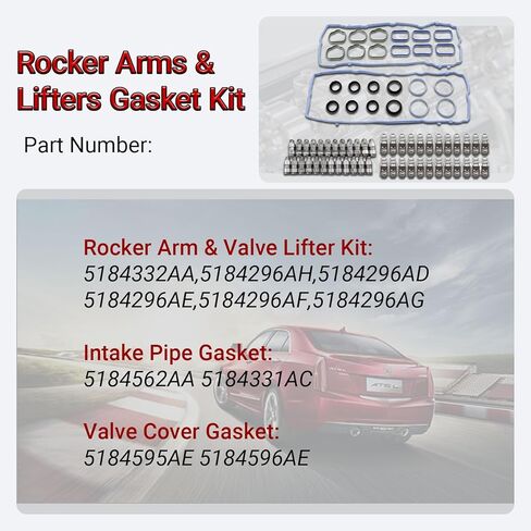 Rocker Arm Lifters Kit with Valve Cover Gasket for Dodge Challenger Charger Journey, for Chrysler 200 300, for Cherokee Wrangler 3.6L 2011-2016 Replace OE 5184296AH 5184332AA 5184596AE in Kuwait