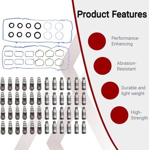 Rocker Arm Lifters Kit with Valve Cover Gasket for Dodge Challenger Charger Journey, for Chrysler 200 300, for Cherokee Wrangler 3.6L 2011-2016 Replace OE 5184296AH 5184332AA 5184596AE in Kuwait
