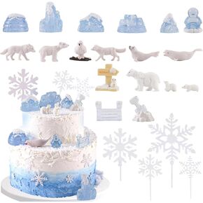 22PCS Arctic Animal CakeTopper Arctic Animal Cake Decoration for Birthday Shower Party Supplies in Saudi Arabia