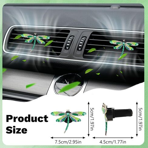 Dragonfly Car Vent Clips - 2Pcs Rhinestone Air Fresheners Bling Cars Dashboard Accessories, Cute Interior Diffuser Decor Gift for Women Lovers & Friends in Saudi Arabia