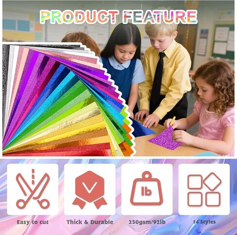 56 Sheets 28 Colors Metallic Glitter Cardstock, 5x7in 250gsm/92lb Foil Mirror Shimmering Paper for Arts Crafts, Scrapbooking, Card Making, DIY Projects in Saudi Arabia