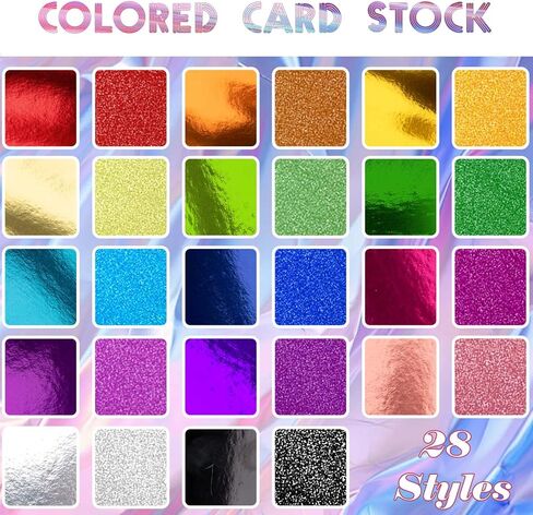 56 Sheets 28 Colors Metallic Glitter Cardstock, 5x7in 250gsm/92lb Foil Mirror Shimmering Paper for Arts Crafts, Scrapbooking, Card Making, DIY Projects in Saudi Arabia
