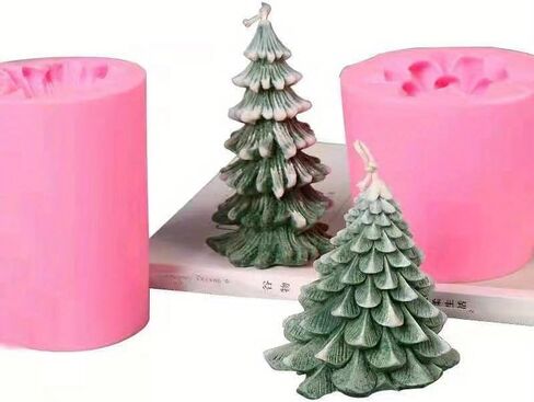 Christmas Tree Silicone Mold DIY Cedar Shape for Wax Gypsum Plaster Candle Making Craft Resin Cube in Saudi Arabia