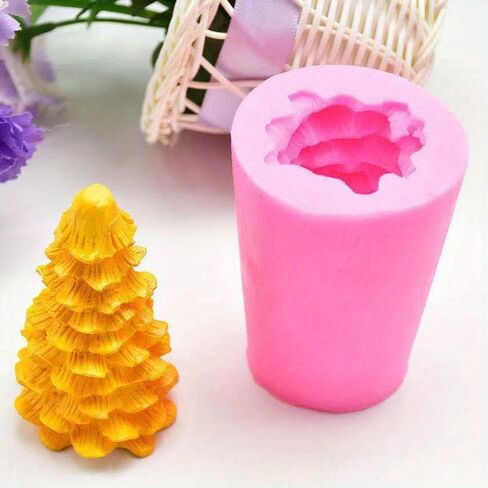 Christmas Tree Silicone Mold DIY Cedar Shape for Wax Gypsum Plaster Candle Making Craft Resin Cube in Saudi Arabia