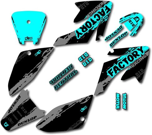 Grey Cyan Slick Graphic Kit fit Honda 04-19 CRF70 Shroud Decal CRF 70 80 100 in Saudi Arabia