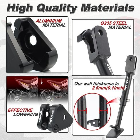 Xitomer 1.5'' Lowering Links + 2.5" Adjustable Kickstand Compatible with MT-03 2016-2024, YZF-R3 2015-2024 Suspension Links Motorcycle Kickstand in Saudi Arabia