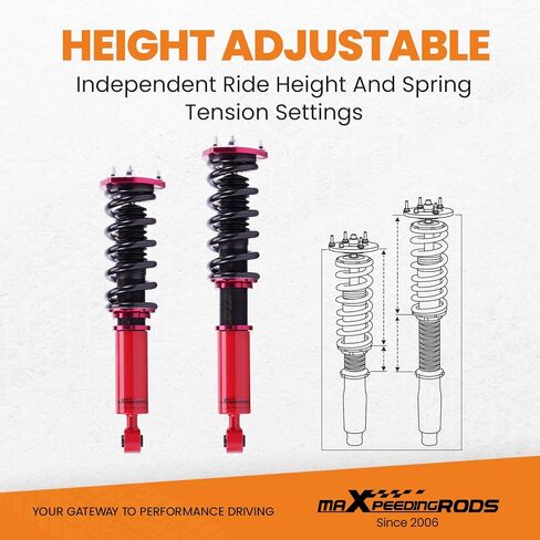 maXpeedingrods Coilovers for Lexus IS300 2000-2005, for Lexus IS200 1999-2005, Height Adjustable Coilovers Suspension Kit, Preset Damping Shock Absorber Struts, Lowering Kits Red in Saudi Arabia