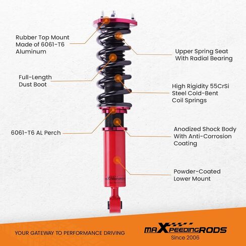 maXpeedingrods Coilovers for Lexus IS300 2000-2005, for Lexus IS200 1999-2005, Height Adjustable Coilovers Suspension Kit, Preset Damping Shock Absorber Struts, Lowering Kits Red in Saudi Arabia