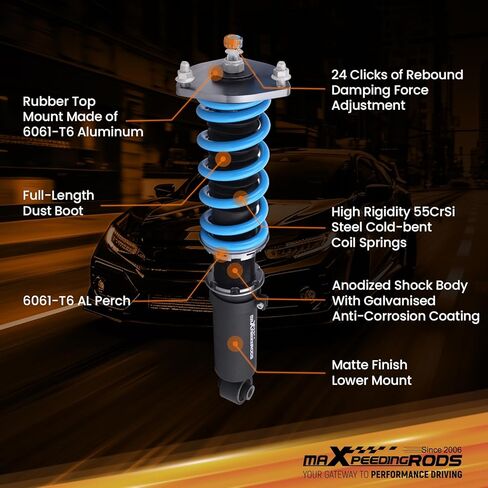 maXpeedingrods Coilover for Lexus SC430 2001-2010, 24 Levels Damper Adjustable Coilovers Suspension Kit Strut, Height Adjustable Shock Absorber Struts, T6 Upgraded Lowering Kits Blue in Saudi Arabia