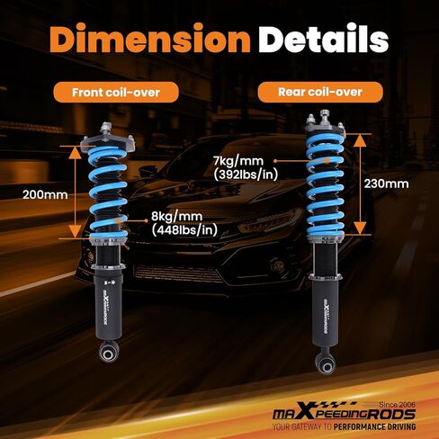 maXpeedingrods Coilover for Lexus SC430 2001-2010, 24 Levels Damper Adjustable Coilovers Suspension Kit Strut, Height Adjustable Shock Absorber Struts, T6 Upgraded Lowering Kits Blue in Saudi Arabia