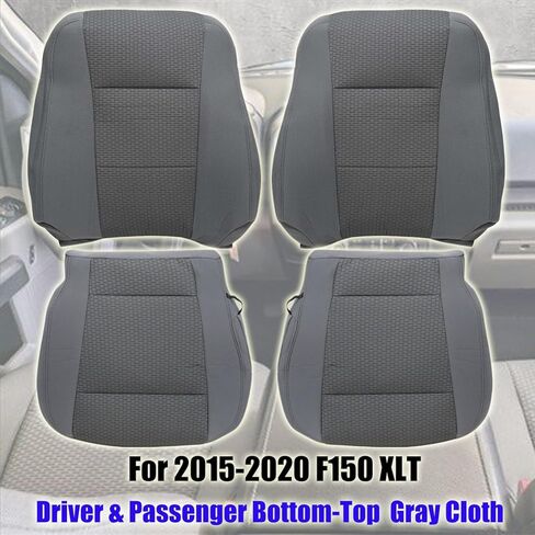 NLQR Front Driver and Passenger Side Bottom & Top Replacement Cloth Seat Covers Gray Compatible with F250 F350 F450 F550 2017 2018 2019 2020 2021 in Saudi Arabia