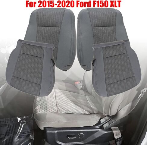 NLQR Front Driver and Passenger Side Bottom & Top Replacement Cloth Seat Covers Gray Compatible with F250 F350 F450 F550 2017 2018 2019 2020 2021 in Saudi Arabia