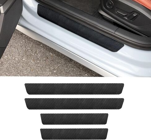 4PCS Car Door Sill Protector, Car Door Edge Guards, Carbon Fiber Wrap Film, Interior Decoration Anti-Scratch Threshold Strips Universal for Most Vehicles in Saudi Arabia