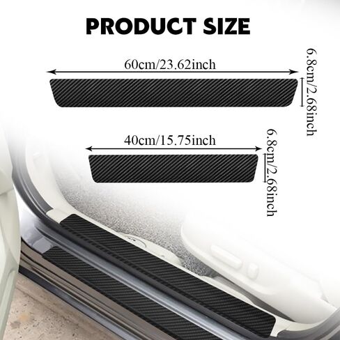 4PCS Car Door Sill Protector, Car Door Edge Guards, Carbon Fiber Wrap Film, Interior Decoration Anti-Scratch Threshold Strips Universal for Most Vehicles in Saudi Arabia