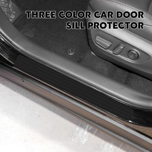4PCS Car Door Sill Protector, Car Door Edge Guards, Carbon Fiber Wrap Film, Interior Decoration Anti-Scratch Threshold Strips Universal for Most Vehicles in Saudi Arabia