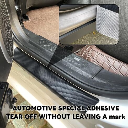 4PCS Car Door Sill Protector, Car Door Edge Guards, Carbon Fiber Wrap Film, Interior Decoration Anti-Scratch Threshold Strips Universal for Most Vehicles in Saudi Arabia
