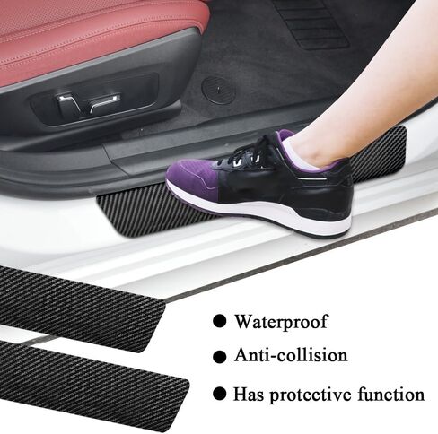4PCS Car Door Sill Protector, Car Door Edge Guards, Carbon Fiber Wrap Film, Interior Decoration Anti-Scratch Threshold Strips Universal for Most Vehicles in Saudi Arabia