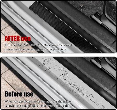 4PCS Car Door Sill Protector, Car Door Edge Guards, Carbon Fiber Wrap Film, Interior Decoration Anti-Scratch Threshold Strips Universal for Most Vehicles in Saudi Arabia