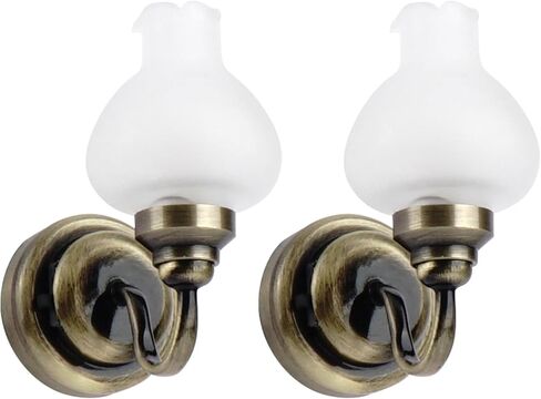 Waldosia 1:12 Scale Dollhouse Miniature LED Gold Tulip Wall Lamp Set of 2 – Vintage Glass Shade Wall Sconces for Mini Rooms & Dioramas in Saudi Arabia