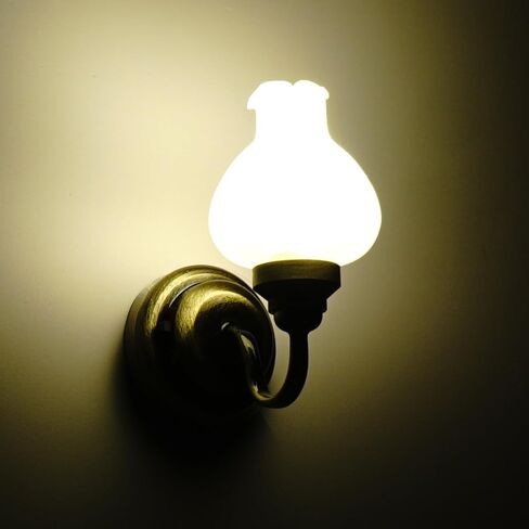 Waldosia 1:12 Scale Dollhouse Miniature LED Gold Tulip Wall Lamp Set of 2 – Vintage Glass Shade Wall Sconces for Mini Rooms & Dioramas in Saudi Arabia