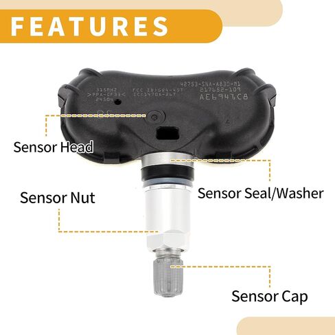 Tire Pressure Sensor No.42753SNAA83 Car TPMS Sensor for Honda Civic 2008-2013 Metal Plastic Rubber Black in Saudi Arabia